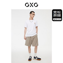 GXG 男装 夏季五分裤老花满印竖条肌理短裤时尚休闲裤薄款沙滩裤
