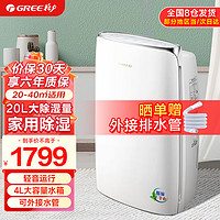 GREE 格力 除湿机抽湿机除湿器家用办公室地下室低噪卧室吸湿器DH20EF 20L/天 20-40㎡ DH20EF