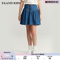 E·LAND KIDS 童装2024年夏季女童复古高腰牛仔半身裙短裙 Indigo靛蓝色/55 130cm