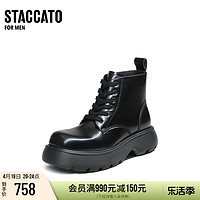 STACCATO 思加图 新款英伦风圆头厚底马丁靴男鞋皮短靴男靴EEW04DD2