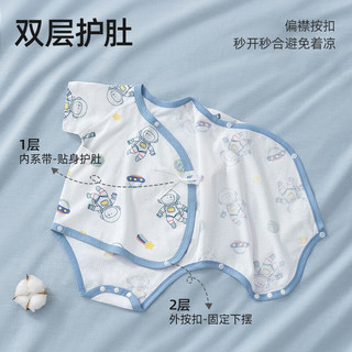 贝肽斯婴儿短袖包屁衣夏季薄款新生宝宝衣服纯棉a类三角哈衣爬服 宇航员巡航【无骨工艺，吸湿排汗】 52cm