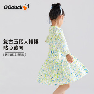 可可鸭（QQ DUCK）童装儿童裙子女连衣裙碎花田园裙铃兰连衣裙清新碎花；165
