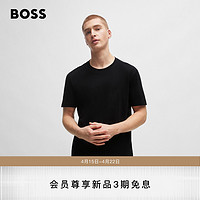 HUGO BOSS 男士2024夏季新款徽标装饰棉质平纹针织短袖T恤