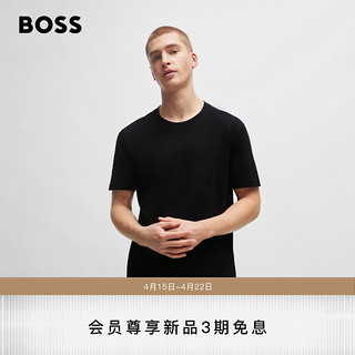 HUGO BOSS 男士2024夏季新款徽标装饰棉质平纹针织短袖T恤