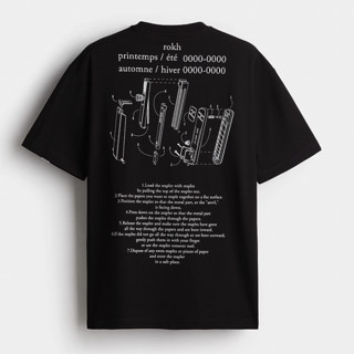 H&M rokh设计师系列 男士圆领短袖T恤 1212530 黑色/订书机 175/108A