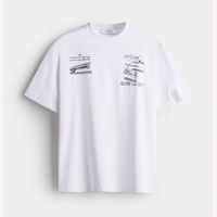 H&M rokh设计师系列 男士圆领短袖T恤 1212530 白色/订书机 180/116A