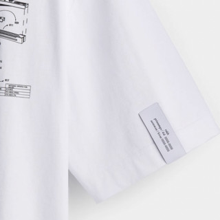 H&M rokh设计师系列 男士圆领短袖T恤 1212530 白色/订书机 165/84A