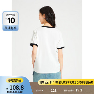 热风（Hotwind）短袖t恤女2024年夏季女士米奇家族系列休闲宽松显瘦短T 04白色 S