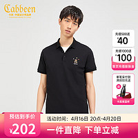 Cabbeen 卡宾 男装短袖POLO衫夏季款潮流卡通刺绣简约修身C 煤黑色01 50/175/L