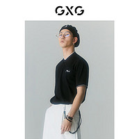GXG 奥莱 多色多款休闲时尚POLO合集 黑色刺绣POLO衫-GD1240526E 165/S