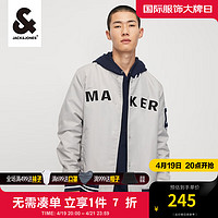 杰克琼斯 杰克·琼斯（JACK&JONES）男百搭按扣字母刺绣棒球服夹克保暖外套男士上衣 C42浅灰色 170/92A/S