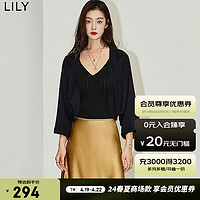 LILY2024夏女装时尚黑色针织外套小披肩上衣外搭女 510黑 S