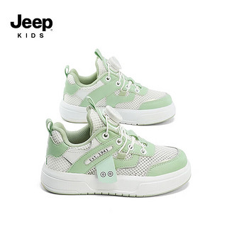 Jeep童鞋男童单双网面运动鞋轻便板鞋2024春季儿童女童小白鞋 绿色/单网 31码 鞋内长约20.0cm