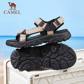 骆驼（CAMEL）男士户外运动增高凉鞋休闲沙滩鞋 G14M547605 黑/米 40