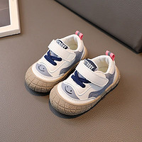 莫诗尼 小童板鞋春秋季新款男童女宝宝鞋子0-3岁婴儿软底 兰色 18码内长13