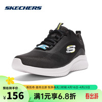 SKECHERS斯凯奇男鞋运动鞋男士轻便减震健步鞋休闲鞋运动鞋 黑色/柠檬色/BKLM 43