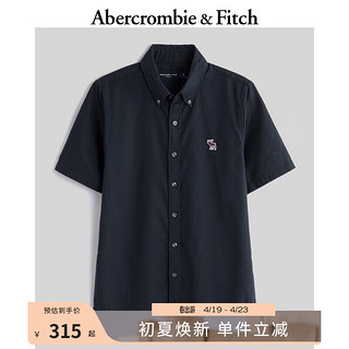 ABERCROMBIE & FITCH男装 24春夏美式小麋鹿休闲日常通勤短袖衬衫 KI125-4043 海军蓝 XS (170/84A)