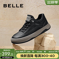 BeLLE 百丽 舒适厚底工装鞋男2023新款时尚潮搭休闲鞋低帮板鞋A1251DM3 黑色-单里 43