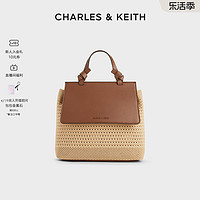 CHARLES & KEITH CHARLES&KEITH24夏季新款CK11-60782356时尚拼色编织包双肩背包女