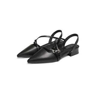 红蜻蜓包头凉鞋2024夏季女鞋粗跟法式仙女风浅口单鞋 WTK24041黑色39