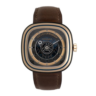 SEVENFRIDAY七个星期五 T系列 方盘瑞士机械皮带男表 T2/04
