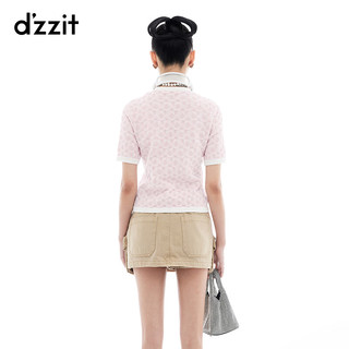 DZZIT【情绪T】地素针织衫2024夏季肌理感甜美粉色休闲上衣女 粉红色 XS