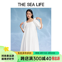 THE SEA LIFE欧海一生 泡泡袖连衣裙24春夏优雅白色100%棉裙UB11103 云白色 S