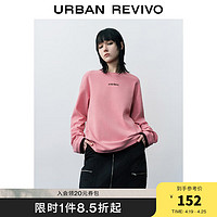 URBAN REVIVO UR2024春季女装潮流休闲撞色刺绣圆领宽松长袖T恤UWV440027 冷粉色 M