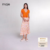 Maje2024春夏女装时尚多巴胺短款针织开衫上衣MFPPU00788 桔色 T1