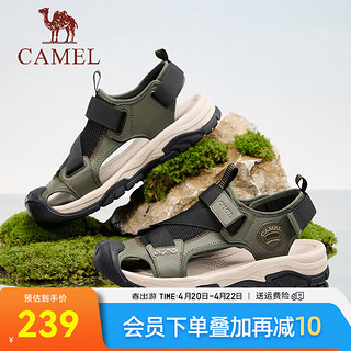 骆驼（CAMEL）2024夏季户外凉鞋软弹减震防撞鞋头透气舒适男鞋 G14M076647 绿黑色 41