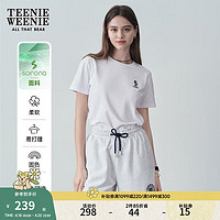 Teenie Weenie【索罗娜】小熊2024年夏季白色圆领T恤短款上衣 白色 160/S