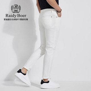 Raidy Boer/雷迪波尔【棉麻混纺】男士偏薄时尚休闲牛仔裤6011-80 白色  34（34）