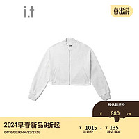 izzue it 女装短款拉链卫衣2024春季时尚青春纯色外搭3505S4M GY2/灰色 XS