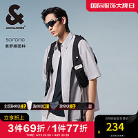 杰克·琼斯（JACK&JONES）夏季休闲户外工装风款衬衣字母宽松短袖衬衫男224204022 C42 岩灰色 常规 C42 岩灰色 185/104A/XL