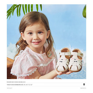 斯纳菲（Snoffy）女童凉鞋2024夏季儿童可爱公主软底女宝宝包头鞋 松露奶茶色  21码