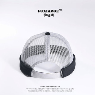 拂晓阁（fuxiaoge）夏季瓜皮帽男薄款嘻哈夏天速干透气网眼无檐西瓜帽雅痞地主帽 黑色无字母款网纱瓜皮帽MK 可调节(55-59厘米)