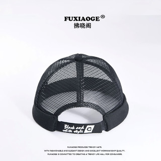 拂晓阁（fuxiaoge）夏季瓜皮帽男薄款嘻哈夏天速干透气网眼无檐西瓜帽雅痞地主帽 黑色无字母款网纱瓜皮帽MK 可调节(55-59厘米)