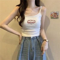 云大师（YUNDASHI）字母印花少女吊带背心女带胸垫内搭外穿运动短款打底上衣 YDS-字母吊带【黑色】