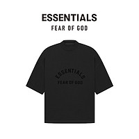 FEAR OF GOD ESSENTIALS 拉丝LOGO系列棉质圆领短袖T恤美式高街潮牌时尚高端透气百搭 玄黑色 XXS