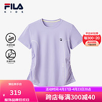 FILA【抗紫外线UPF50+】斐乐童装2024夏大童女童短袖防晒T恤 荆芥紫-VT 120cm