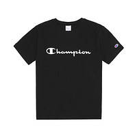 Champion 胶印草写logo情侣款休闲短袖T恤
