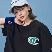 Champion 男女款百搭多彩绣花大C logo纯色圆领T恤