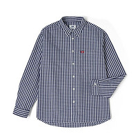 Lee 韩国设计23新品蓝色格纹图案长袖休闲衬衫男女同款潮流