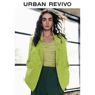 URBAN REVIVO UR2024夏季女薄荷曼波提花肌理质感双口袋西装UWH140021 草绿 M