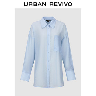 URBAN REVIVO 女士慵懒休闲风纯色开襟衬衫 UWJ240026 粉蓝 XS