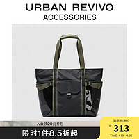 URBAN REVIVO2024夏季男士街头运动撞色单肩包UAMB40079 黑色