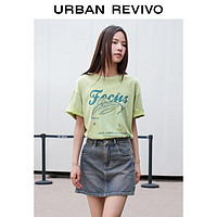 URBAN REVIVO 女士休闲趣味创意个性印花圆领T恤衫 UWL440125 黄绿 XS