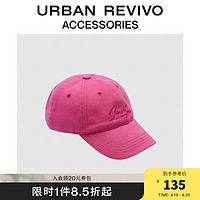 URBAN REVIVO2024夏季女士美式街头刺绣棒球帽UAWA40218 玫红 F