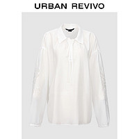 URBAN REVIVO 女士镂空花卉肌理超宽松开襟衬衫 UWH240050 象牙白 S