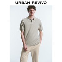 URBAN REVIVO 男士商务轻通勤棉质撞色短袖T恤 UMU440031 卡其灰 XS